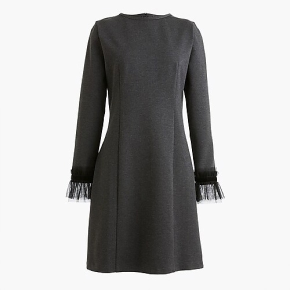 J. Crew tulle sleeve stretch ponte dress